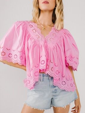242 • Ever After Pink Eyelet Cotton Top